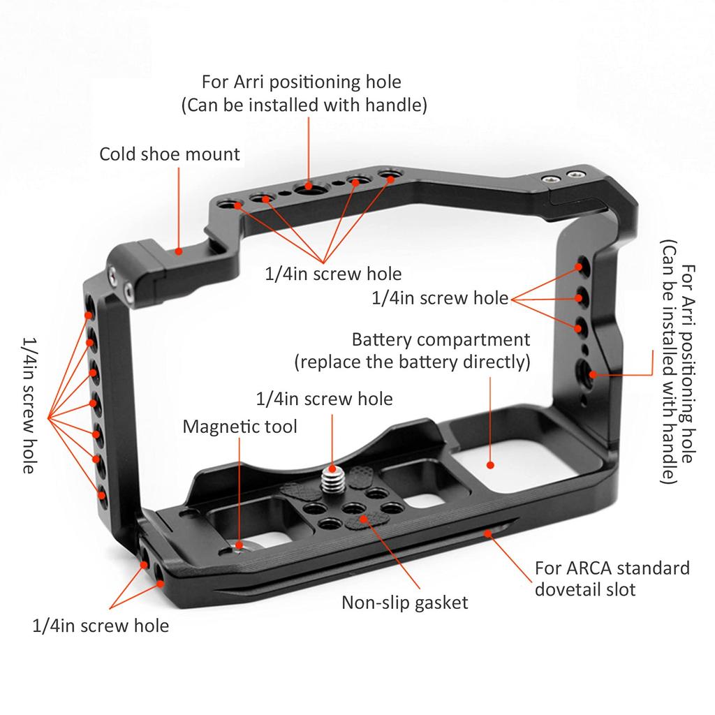 Camera Video Cage for Camera Video Protection Cage Film with Cold Shoe Mount Photography Accessories A7C,