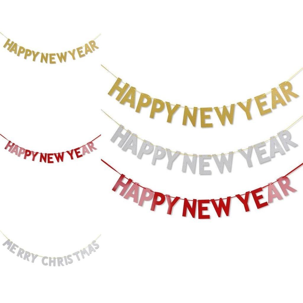 Reusable Merry Christmas Happy New Year Banner For Party Home Decoration