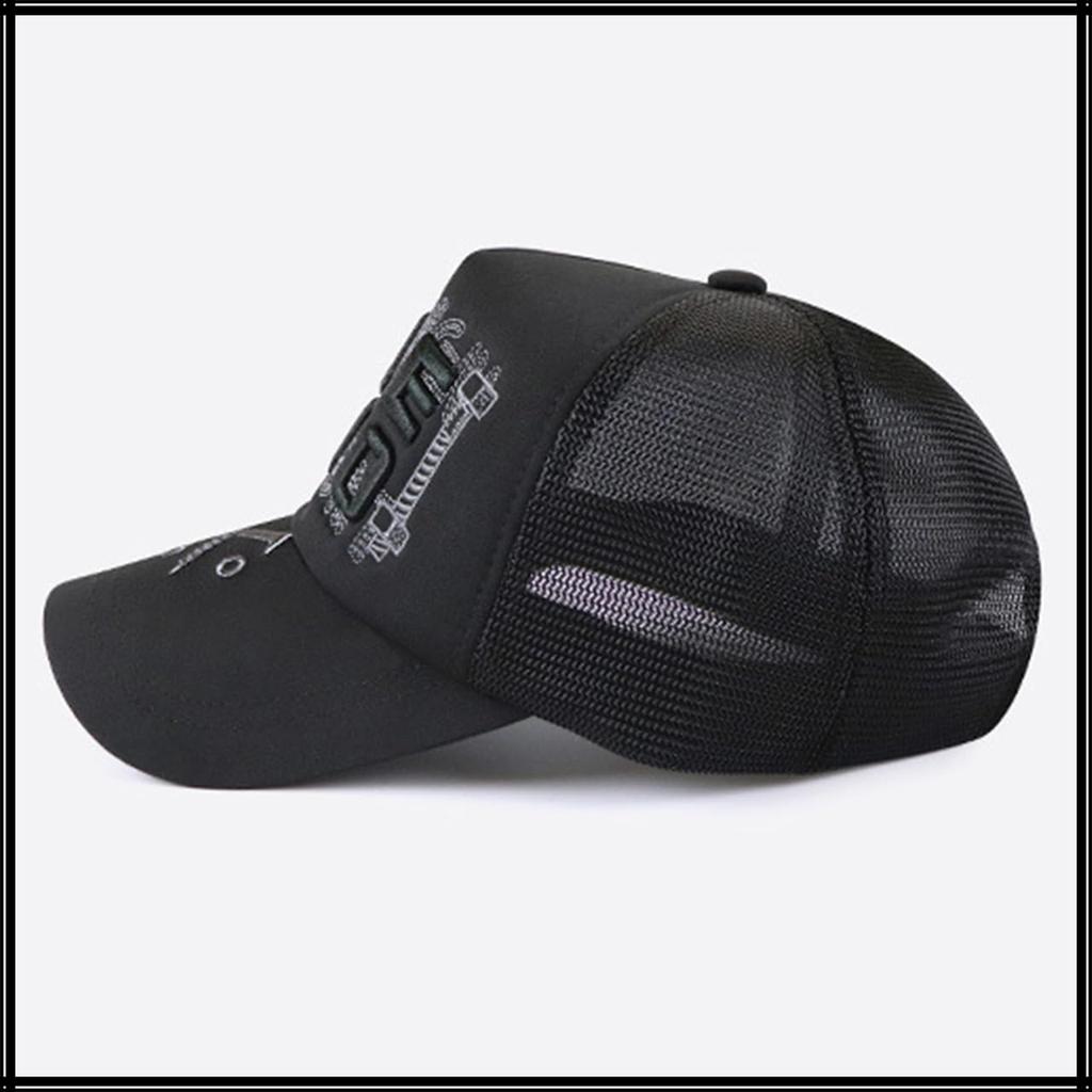 Mesh English CA747 [White Fang] Cap, Letters, Logo, Hat, Running, Outdoor, Men's, Women's, (White)