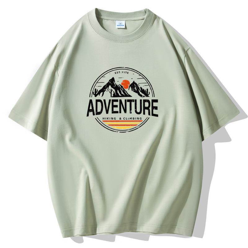 S-5XL Męski luźny T-shirt z krótkim rękawem Sunset 100% bawełna