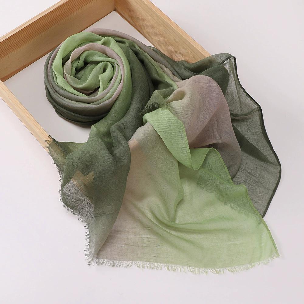 New Ombr Splicing Cotton Hijab Scarf Casual Ladies Hand-Painted Scarf Bag Head Scarf Turban Hijabs For Women Foulard Bandana