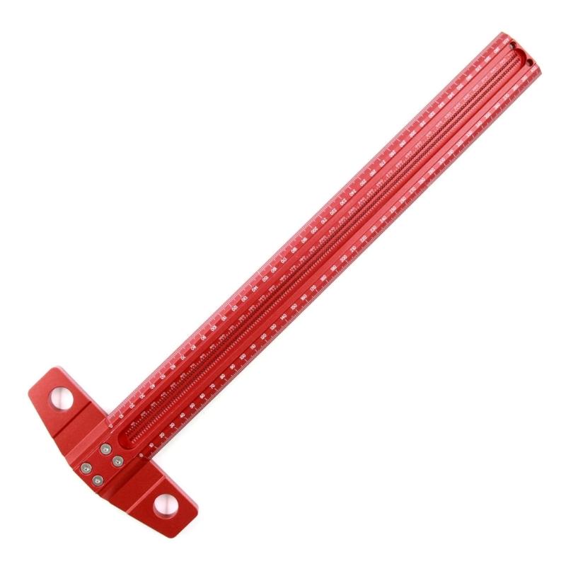High Strength Marking T Ruler Aluminum Woodworking Scriber Marking Gauge Deluxe Hole Scribing Ruler