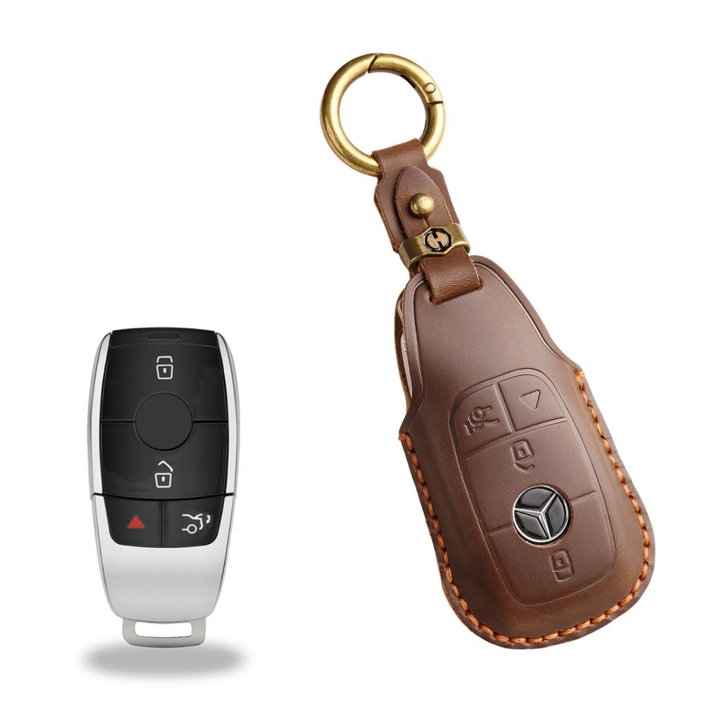 The new retro key bag is suitable for Mercedes-Benz high-end genuine leather car key cover cowhide pure handmade high-end shell