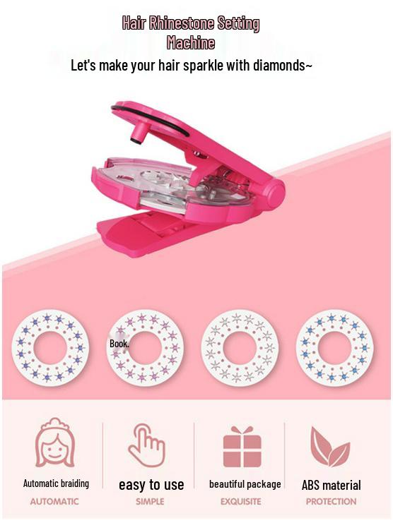 Role-Playing Braiding and Rhinestone Hair Machine Toy for Kids
