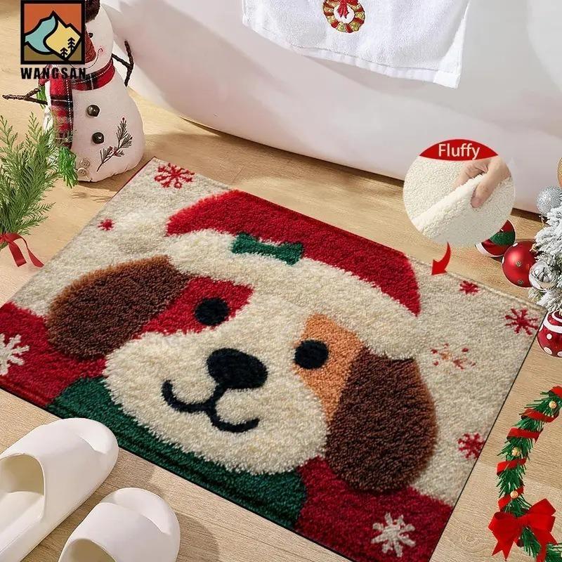 Christmas Crystal Velvet Floor Mat Xmas Holiday Decoration new year 2026 Santa Claus Carpet bathroom kitchen Absorbent Foot Mat