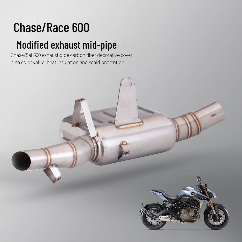 600cc Motorcycle Modified Stainless Steel Exhaust with Carbon Fiber Cover