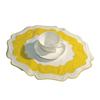 Heat Insulation Scalloped Linen Placemat Wear Resistant Machine Washable Textured Dining Placemat Restaurant Use