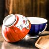 Set of 2pcs Cartoon Cat Bowl Ceramic Rice Bowl Cute Kitten Design Salad Bowl Maneki Neko Gift Household Dinnerware 4.5 Inch