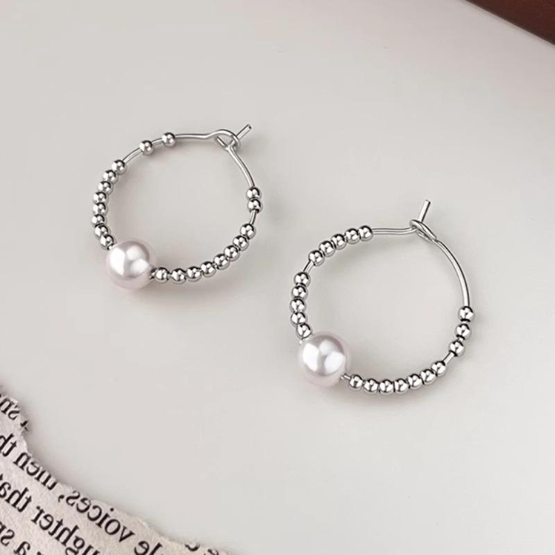 Simple Pearl Earrings Female Sense of Senior Sense of Light Luxury Earrings Hundred with Non-colour-flopping Fashionable and Versatile Earrings
