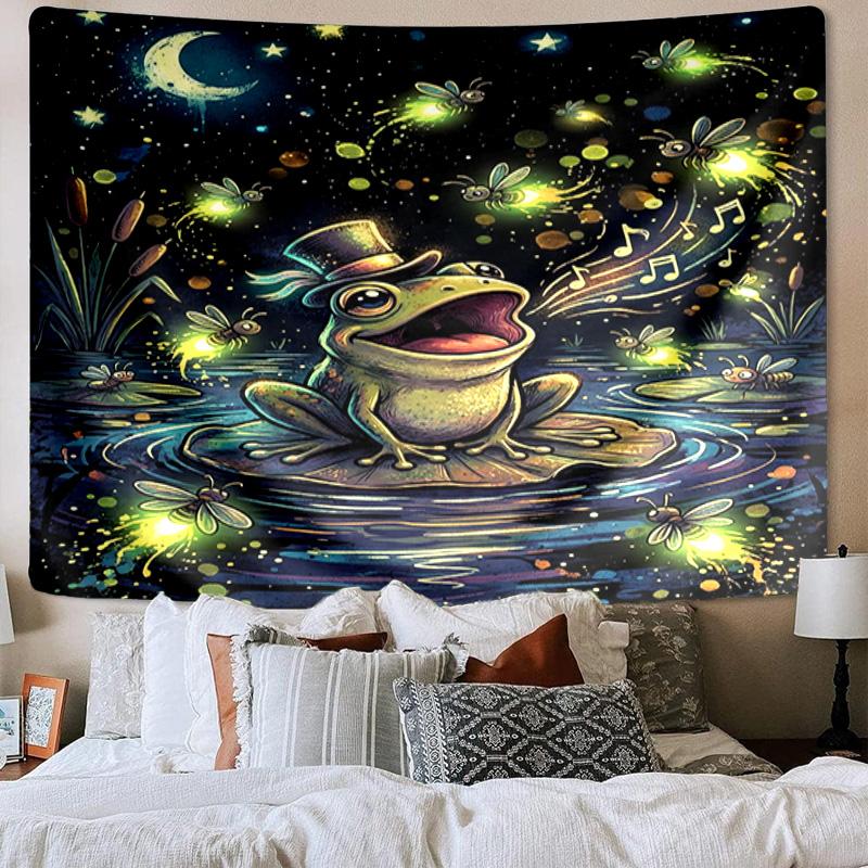Frog In Top Hat Serenade Tapestry Room Decoration Wall Hanging for Living Room Bedroom, dormitory, Birthday and Christmas gifts