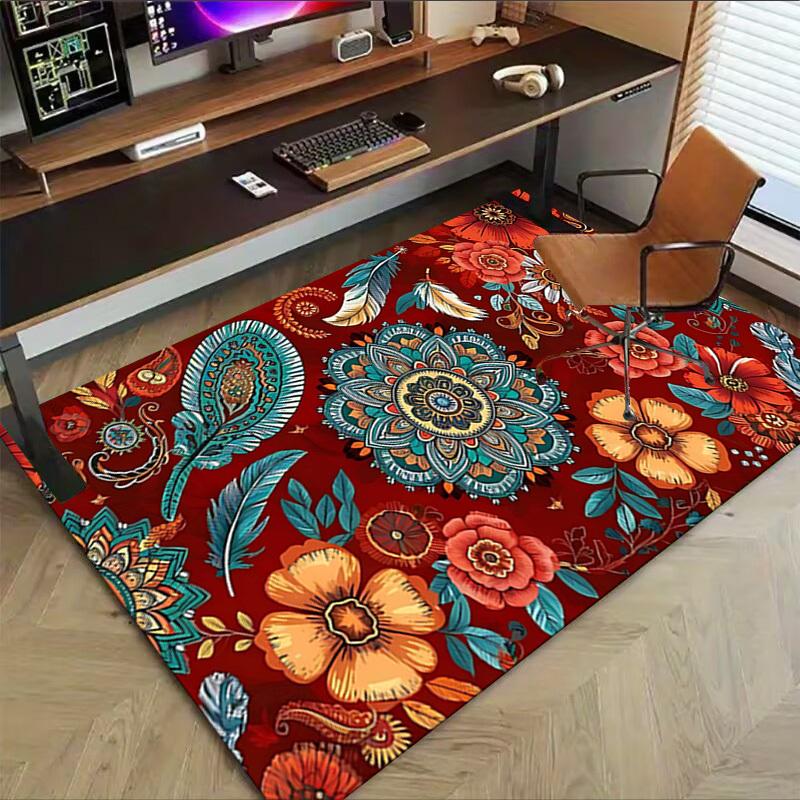 1PC Floral Mandala Extra Large Non Slip Floor carpet, Office, family, bedroom, Studio   Large Area Rug Indoor Rugs, , Vibrant Colors