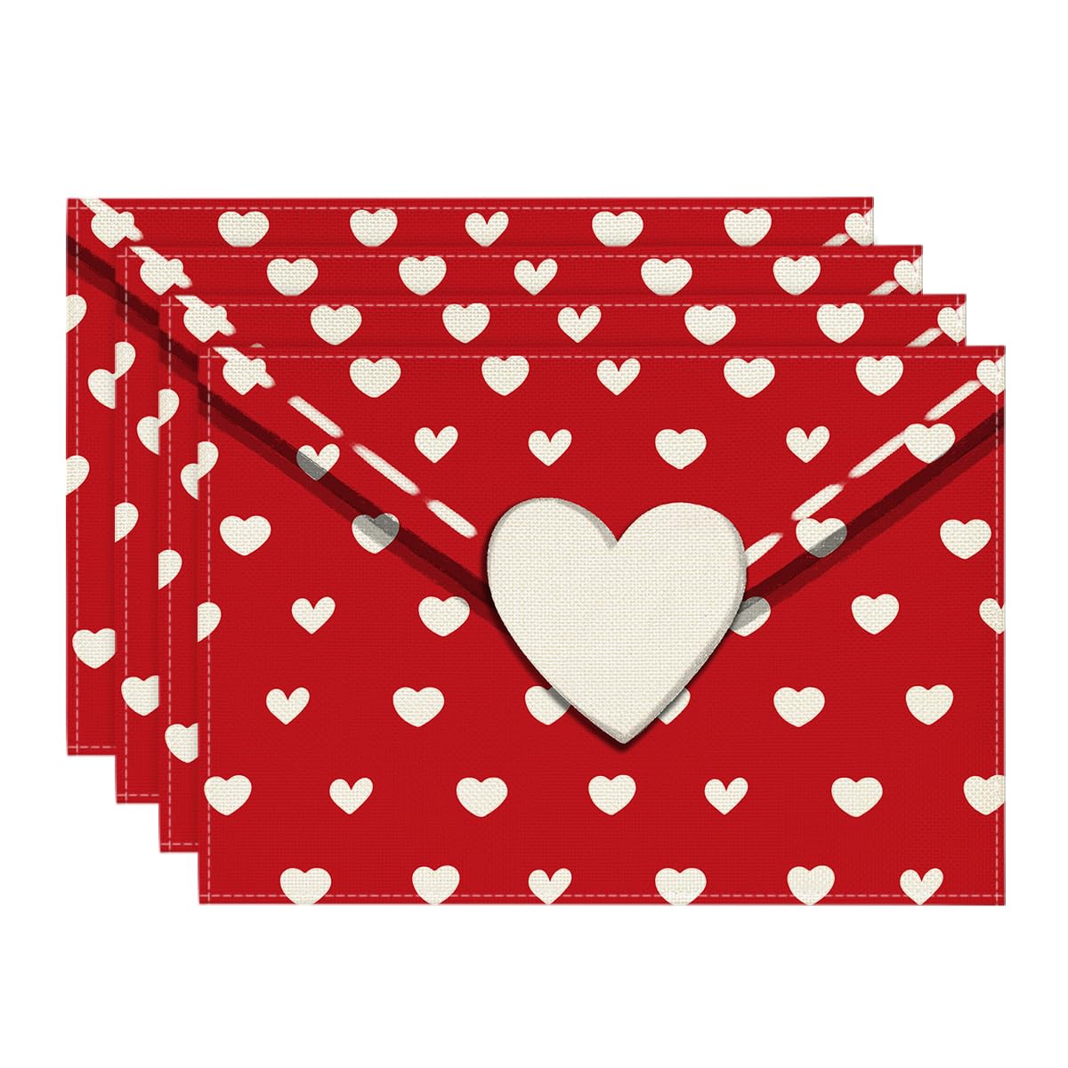

Love Letter Placemats Set of 4, 12x18 Inch Seasonal Anniversary Holiday Table Mats for Party Kitchen Dining Decoration 12 x 18 , Rectangular 4 Pcs