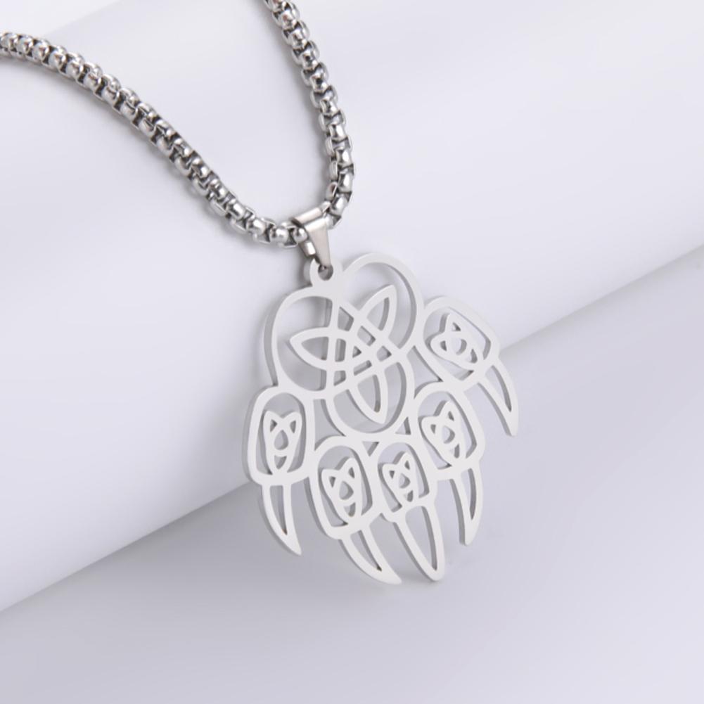 Dawapara Wolf Paw Slavic Necklace Hollow Celtics Knot Stainless Steel Warding Bear Men Religious Talisman Necklace