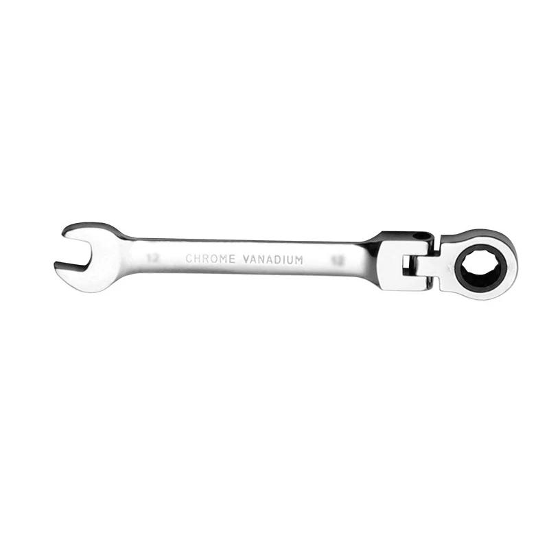

6-32mm Universal Wrench Automatic Fast And Labor-Saving Dual-Use Open-Ended 72-Tooth Ratchet Wrench Movable Head Open Wrench 7mm срібний