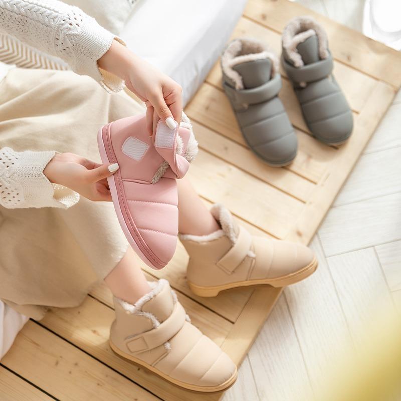 High-top cotton slippers women's winter new outer wear bag heel non-slip warm plush cotton shoes men's winter