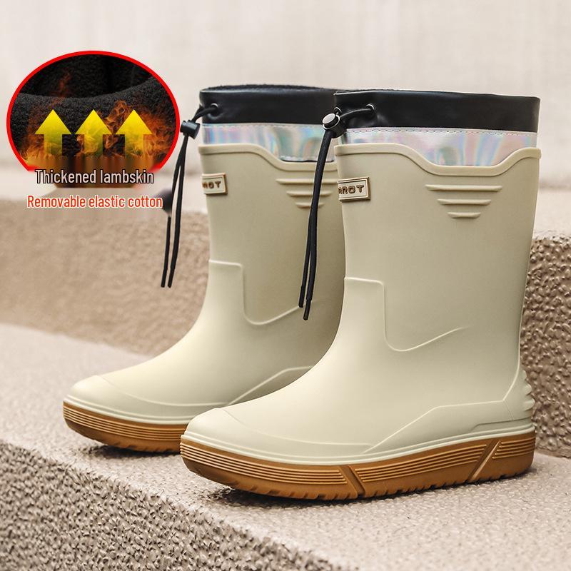 Men's Fashionable Waterproof Mid-Calf Non-Slip Rubber Boots - Warm Outdoor Short Boots