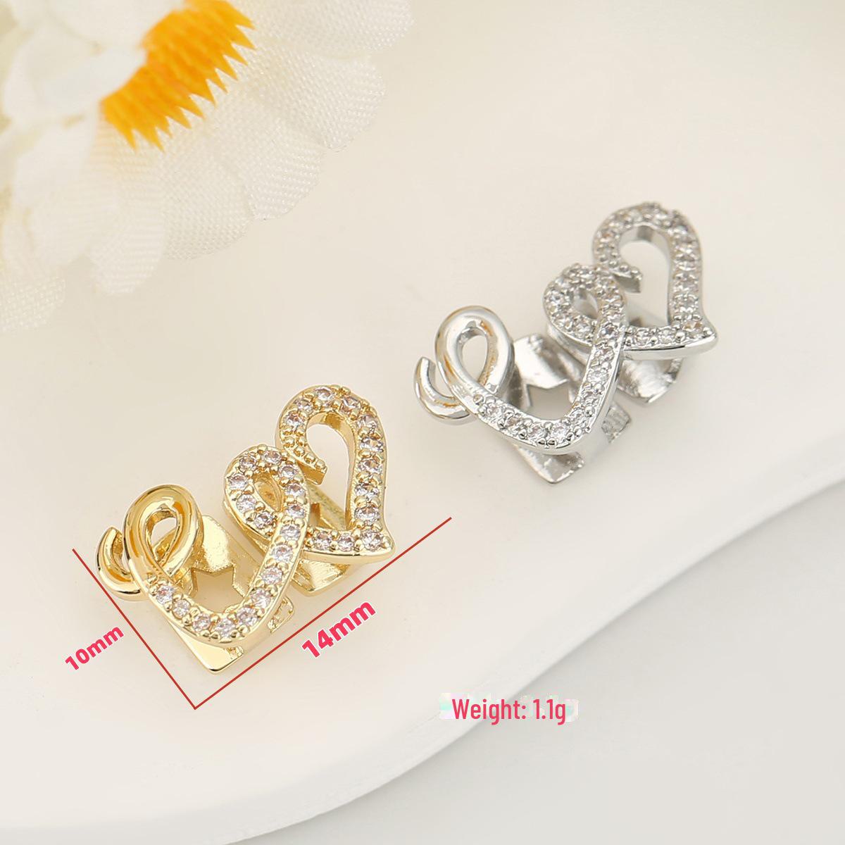 

Двойное сердце медный циркон хип-хоп гриллз: Модное украшение для зубов золотой