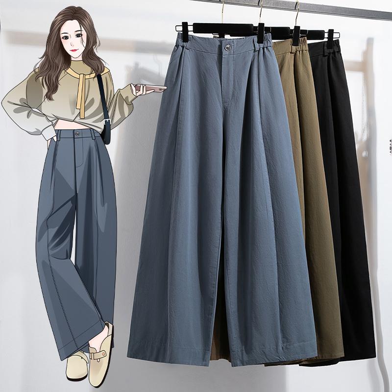 DIMANAF 2026 Summer New Plus Size Women High Waist Wide Leg Pants Loose Casual Trousers