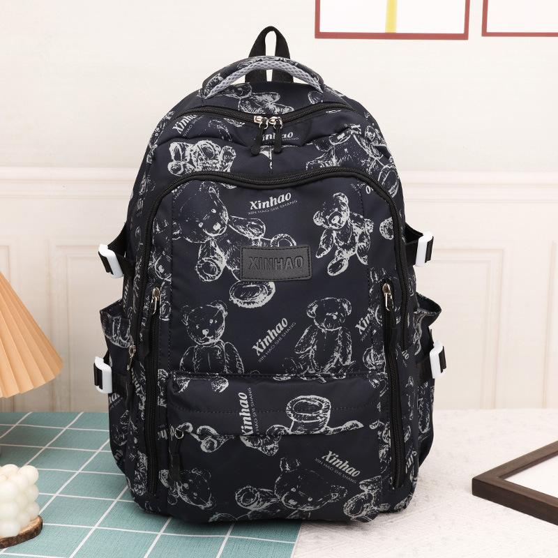 Simple travel computer backpack casual solid color bear shoulders junior high school students large capacity student bag schoolbag