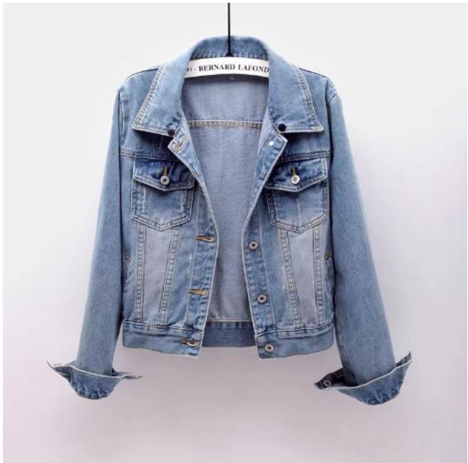 Damen Kapuzen-Jeansjacke mit langen Ärmeln Locker geschnitten Cropped Truckerjacke Koreanischer Pendlerstil Einreihiger Jean-Mantel