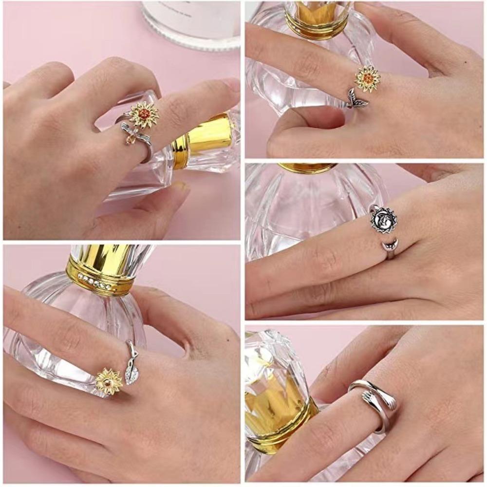 Inel Rotativ Floarea-Soarelui, Inel Soare Lună Stea, Accesorii Reglabile Cadou