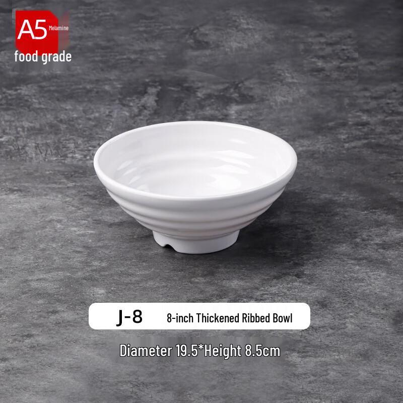 8-inch White Melamine Noodle Bowl Set