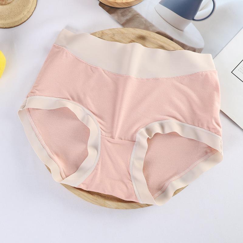 Color Blocking Nahtlose Mid Waist Übergröße Unterwäsche mit Seidenzwickel Bauch einziehend Po liftend Sexy Dreiecksunterwäsche für Damen Slips