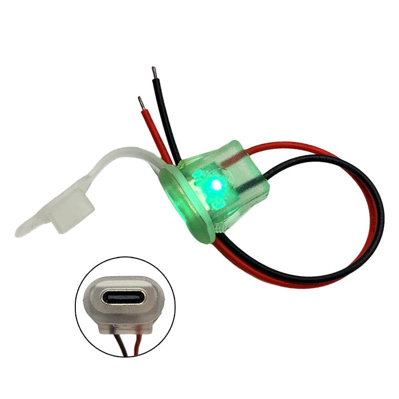 Wasserdichtes Typ-C Buchse Stromverlängerungskabel mit LED, 2-adrig für kleine Geräte DIY-Laden