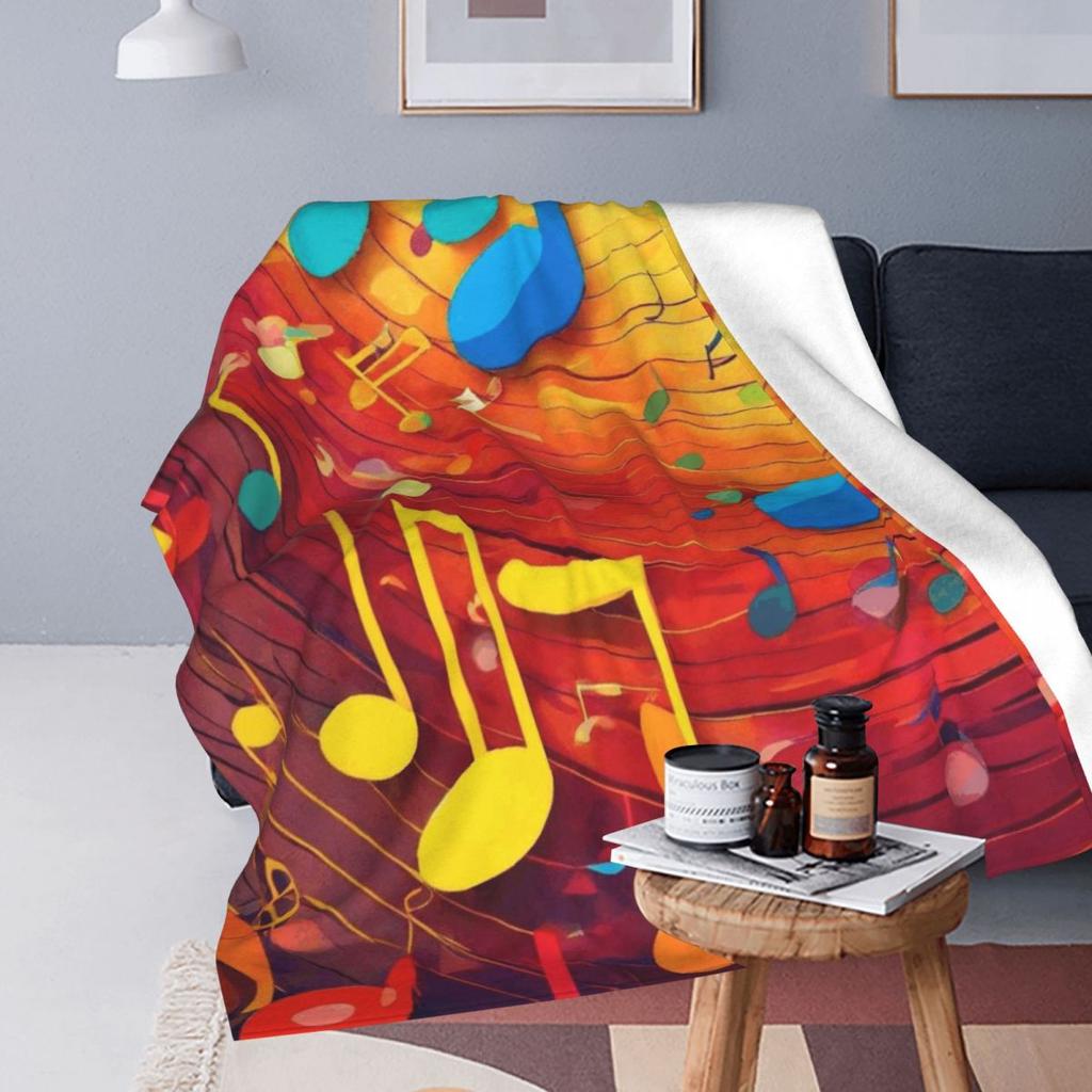 Colorful Musical Note Music Score  Blankets Fleece Sofa Throw Blanket Multi-function for Couch Bedding Travel Throws Bedspread