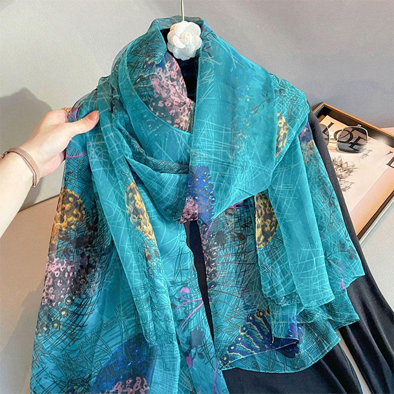 New  Silk Scarf Female Fashion Beach Pashmina Bufanda Folral Women Shawl Wraps Bandana Ladies Scarves Large Foulard Echarpe