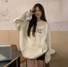 Women Long Sleeve Hooded O Neck Loose Pullovers Female Tops Solid Color Sweatshirts