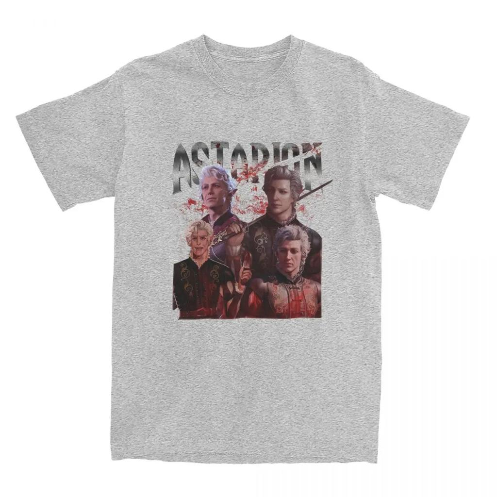 Men Astarion Vampire Vintage Baldur's Gate T Shirts Cotton Clothes Crazy Short Sleeve Round Neck Tee Shirt Unique T-Shirt