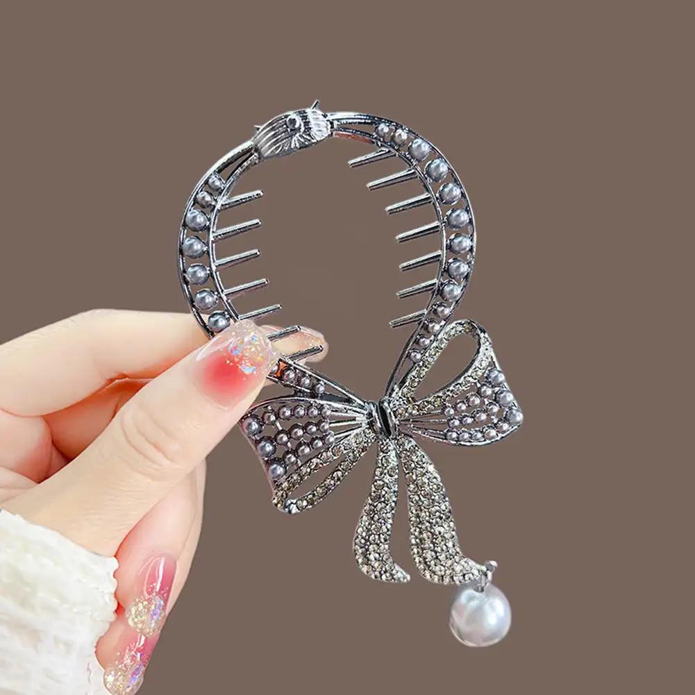 Elegant Tassel Hair Claw Rhinestone Pearl Flower Tassels Hair Clip Women Girl Ponytail Holder Hairpins Fringe Hair Accessories