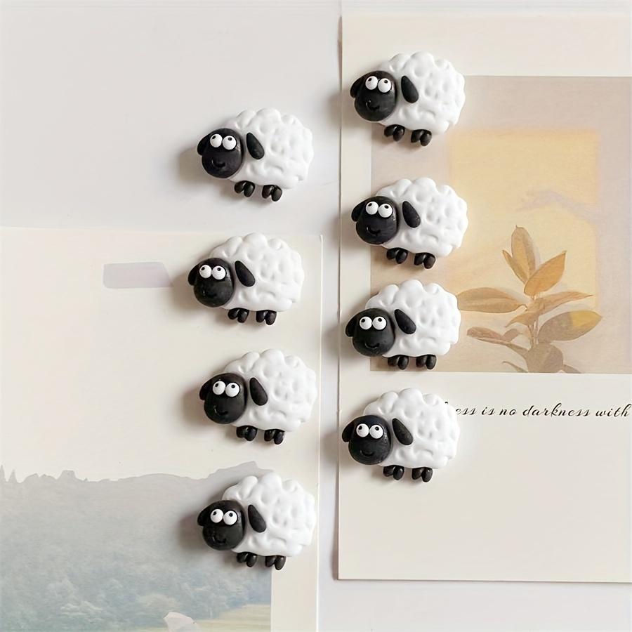 8pcs Cute Sheep Magnet Set - Oval Plastic Fridge Magnets for Home, Office & Whiteboard Decor - Perfect Holiday Gift