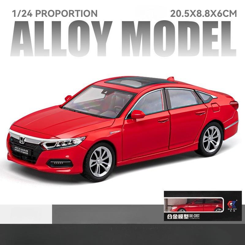 1:24 HONDA ACCORD Miniature Car Model Toys Alloy Diecast Vehice 6 Door Opened Sound Light Pull Back Toy Children's Birthday Gift