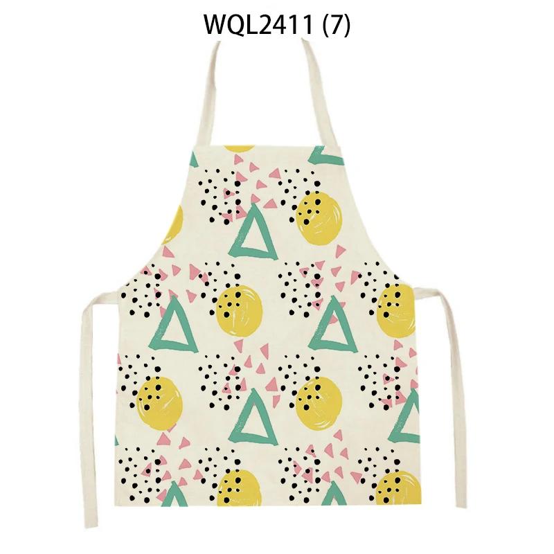 Geometry Stripe Triangles Pattern Kitchen Apron for Women Linen Bibs House Cleaning Pinafore Home Cooking Apron Accessories