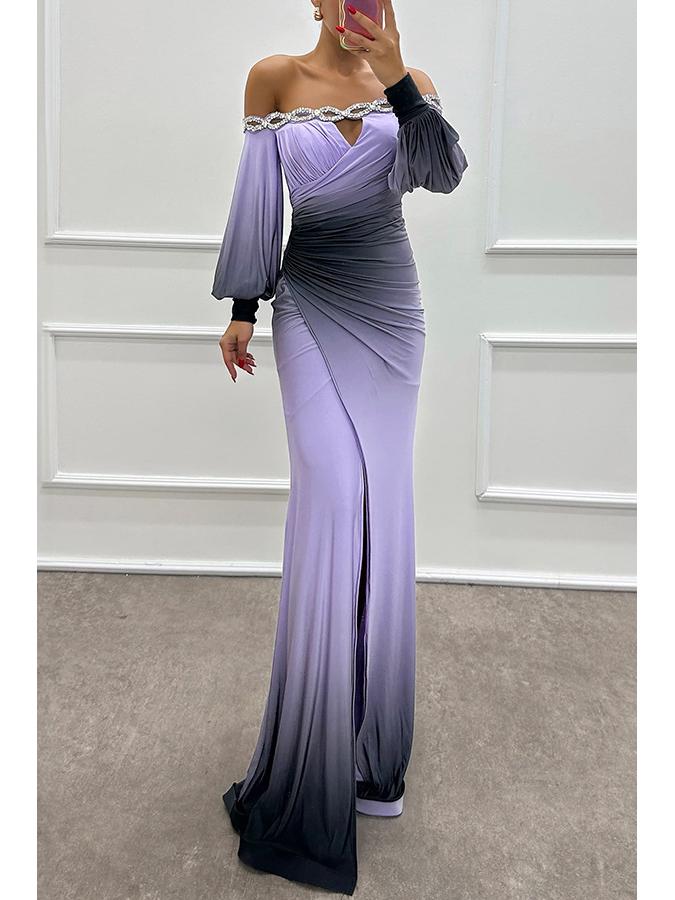 2026 Autumn/Winter One-Shoulder Printed Dress - Long Sleeve Casual Party Wear for Women