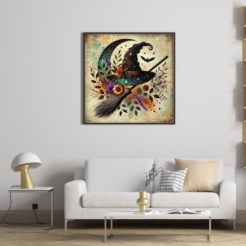 Full Embroidery Eco-cotton Thread 11CT Counted Witch Cross Stitch Kit 40x40cm