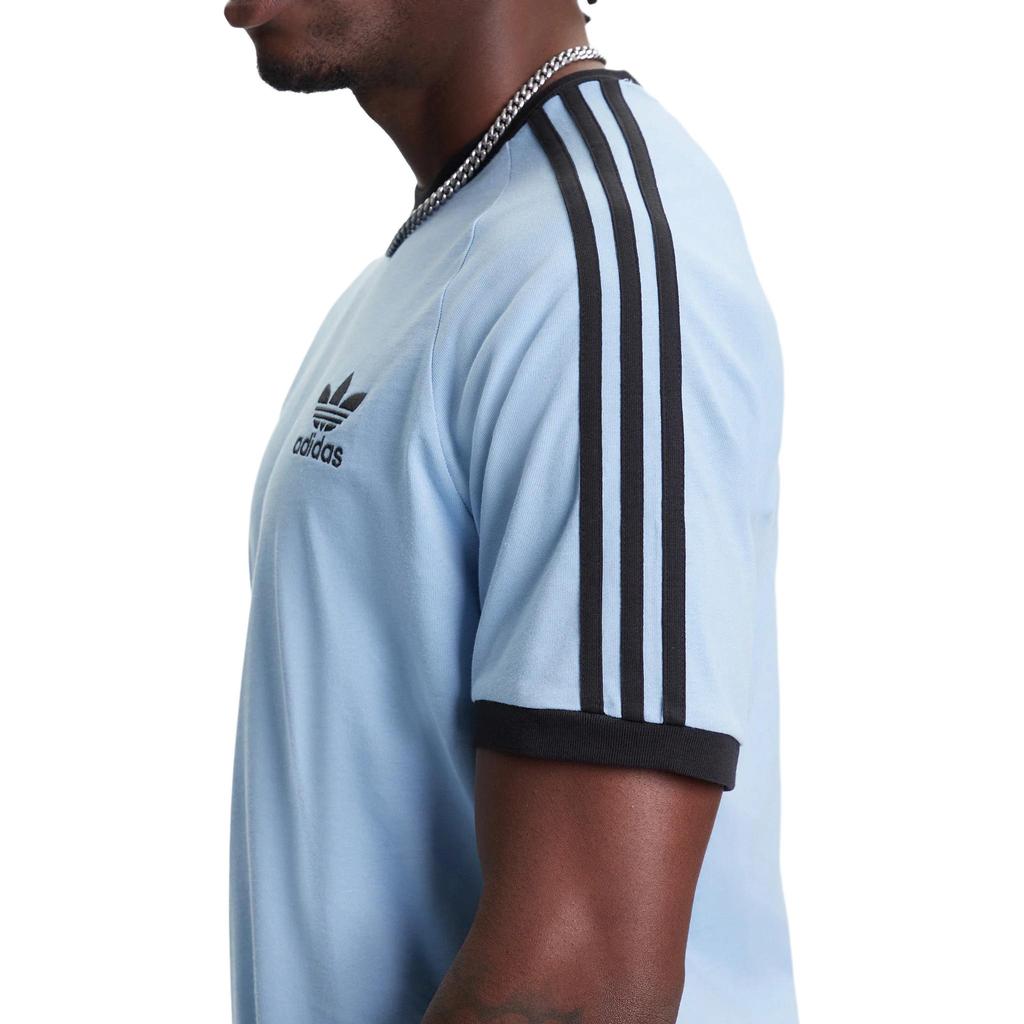 adidas Originals Gestreiftes Rundhals-Slim-Fit-Kurzarm-T-Shirt Herren Oberteile Grau Blau JY1371