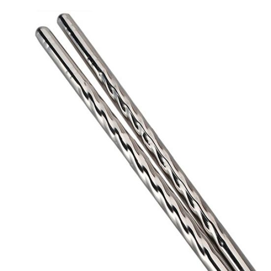 1 Pair Chinese Stylish Non-slip Design Chop Sticks Stainless Steel Chopstick