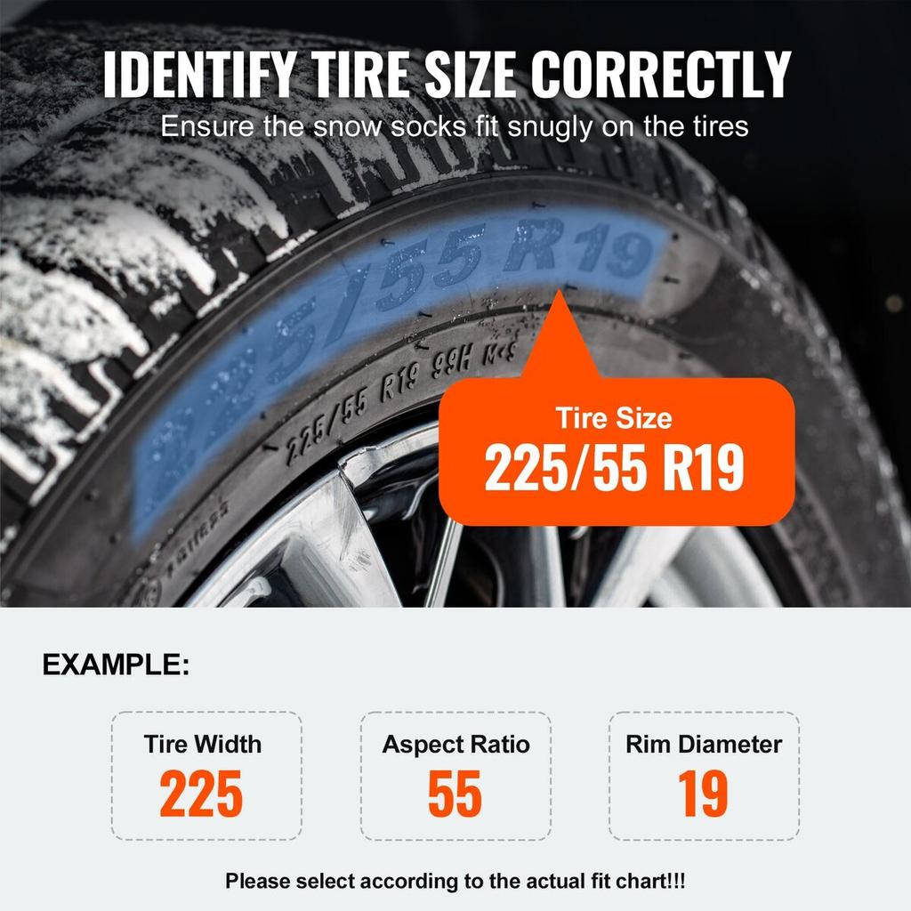 2PCS Thickened Snow Socks for Tires Snow Traction Tire Cover-Extra Large