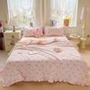 Korean Quilt with Lace and Ruffle Pure Cotton Patchwork Comforter for Summer Skin-Friendly Breathable Cooling Blanket for Home