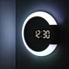 12-Zoll-Digitale Weck-/Temperatur-Wanduhr mit Fernbedienung, Kreativer LED-Spiegel, Rund, Hohl, mit Farbwechsel