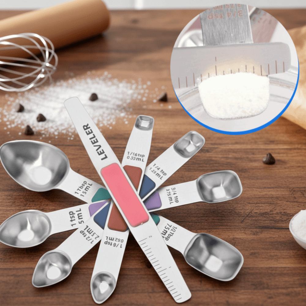 5PCS/SET with Leveler Magnetic Measuring Spoon Stainless Steel Seasoning Spoon Coffee Spoon Kitchen