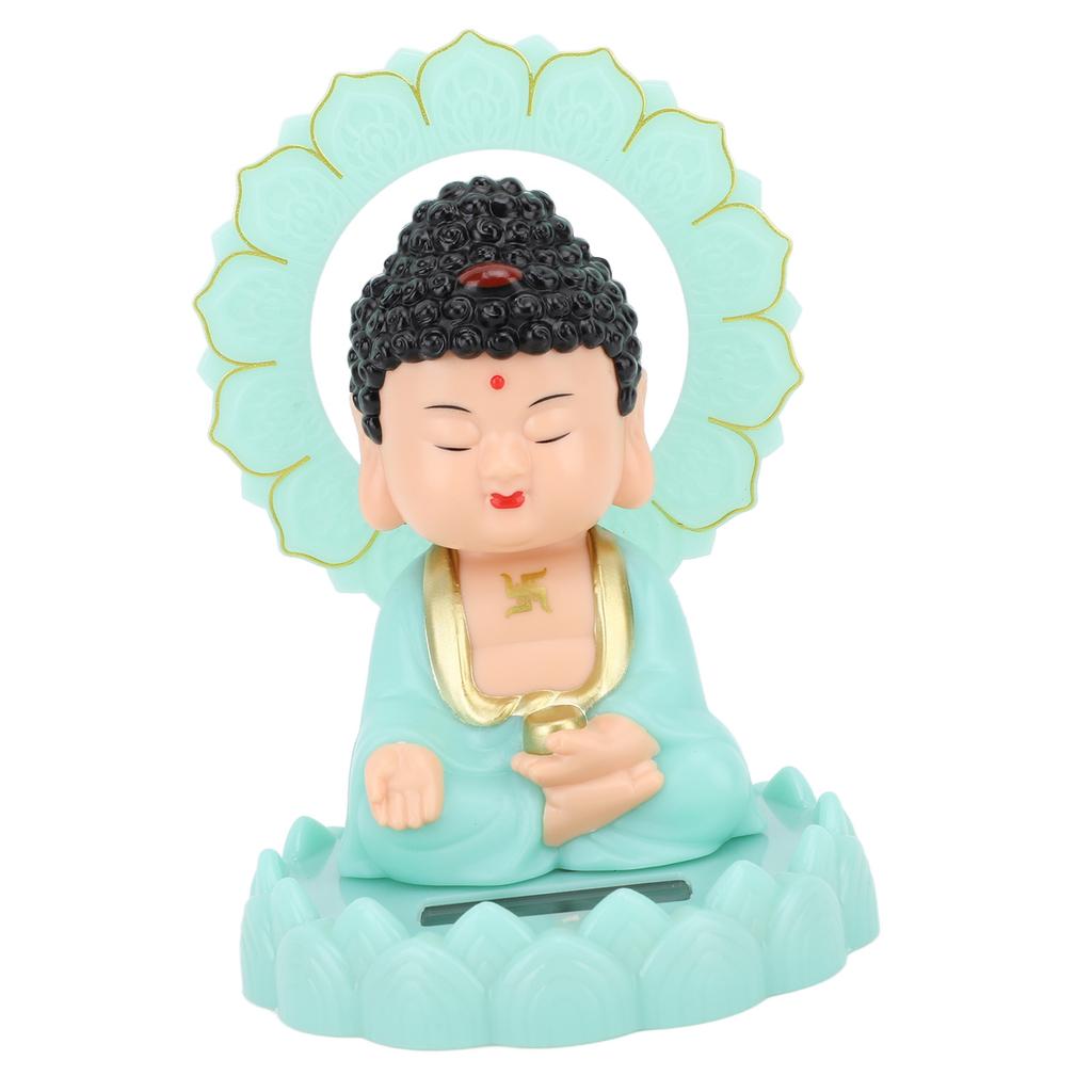 Nodding Buddha Ornament Glow In The Dark Solar Powered Shaking Head Cartoon Maitreya with Circle