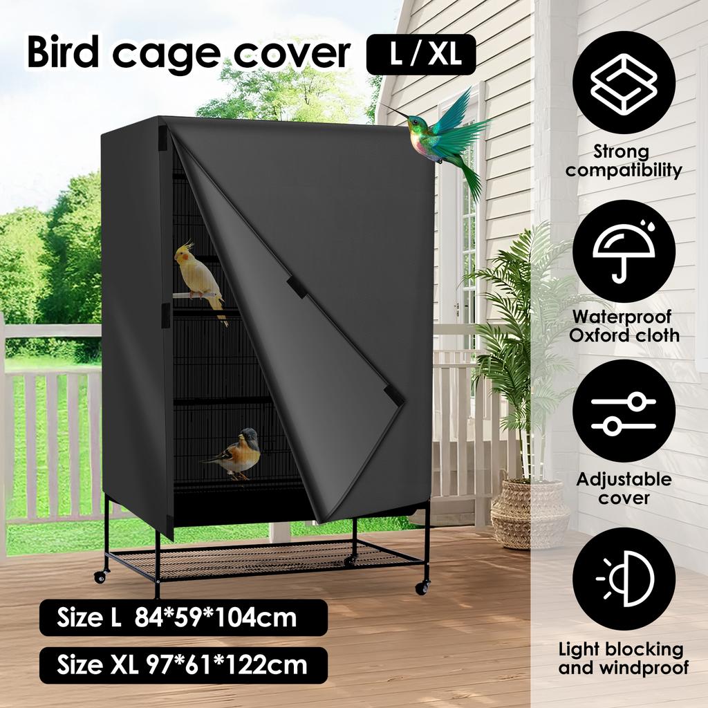 Bird Cage Cover Waterproof Dustproof Oxford Cloth Black Shading Breathable Square Large Cage Cover Protective Accessories