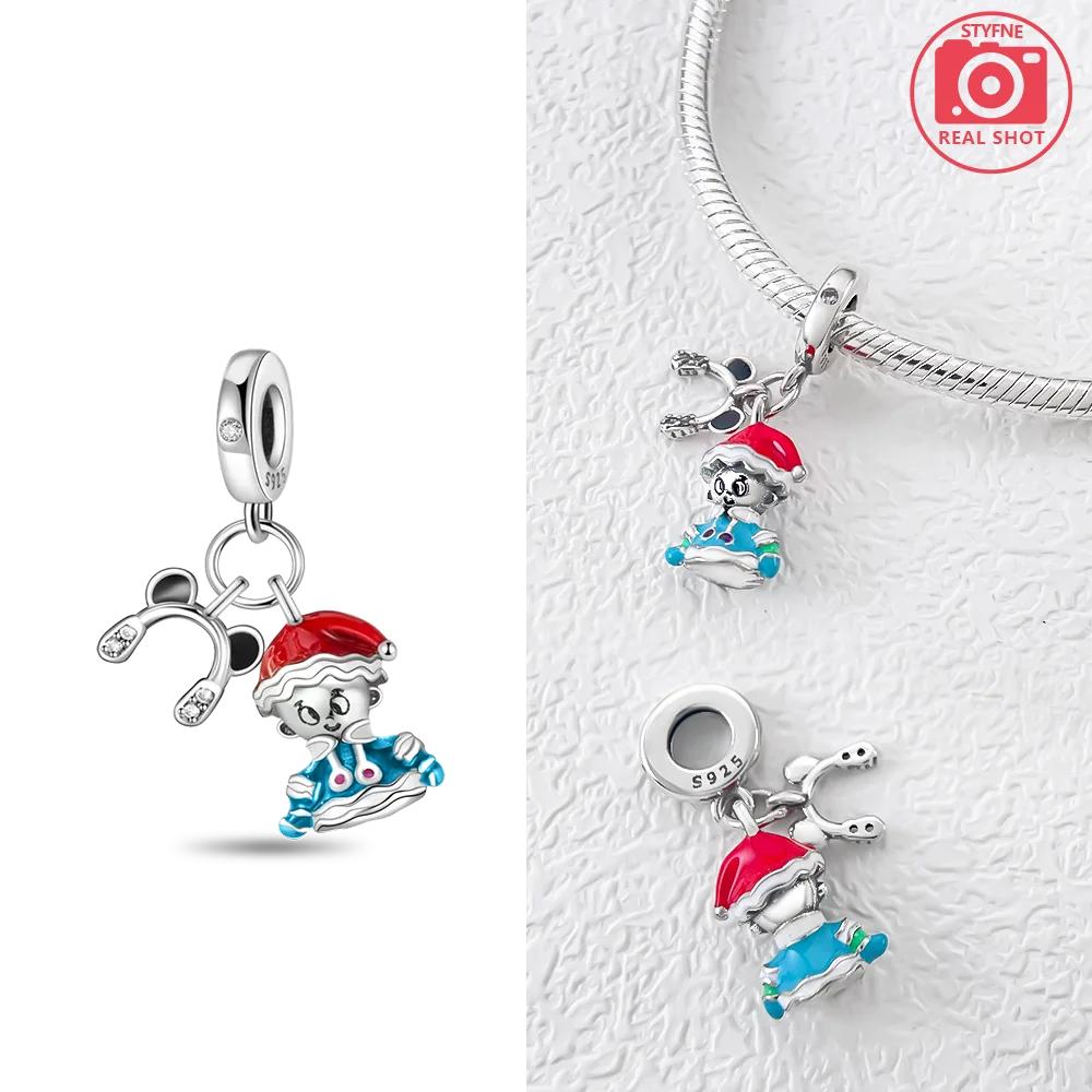 Original Charms Copper White Snowman Snowflakes Christmas Tree Pendant Beads Fit Bracelet Women Making Gift Accessory
