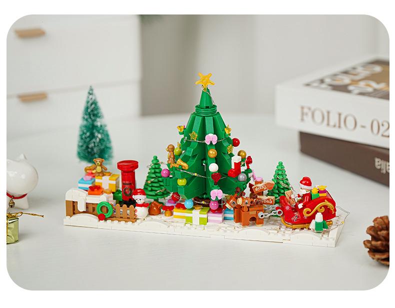 Takasaki 3011 Weihnachtsbaum Spiegel mit Lichtern Bausteine Spielzeug Schmuck Geschenk für Kinder