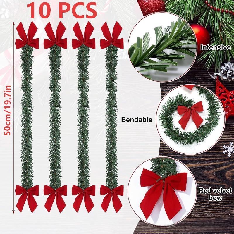 5/10Pcs Reusable Plastic Christmas Garland Ties With Bells - Twistable Bell Decorations Suitable For Banister, Stairs, Railing
