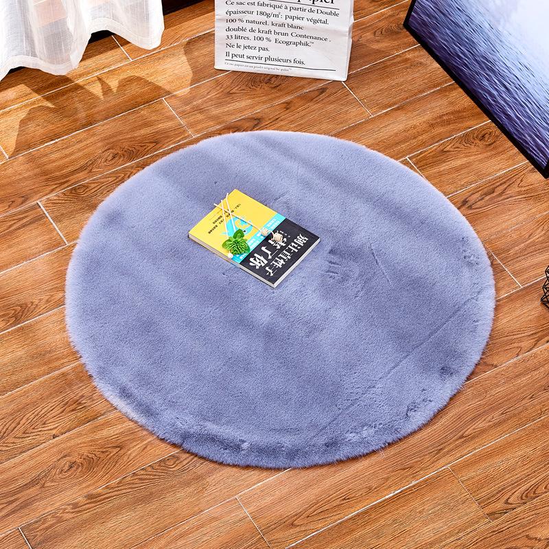 Imitation Rabbit Fur Round Floor Mat for Living Room or Bedroom
